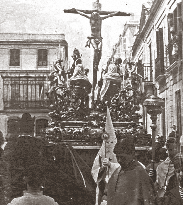 El misterio de las Siete Palabras una tarde de Miércoles Santo alrededor del año 1890.