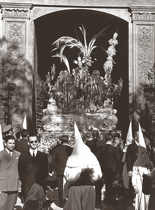 El paso de misterio de la Sagrada Entrada en Jerusalén, «La Borriquita». 1945.