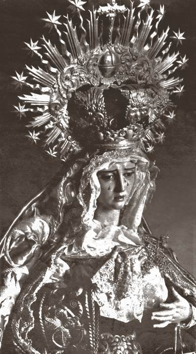 La antigua Virgen de la Hiniesta, de Martínez Montañés, destruida en el incendio intencionado de San Julián en el año 1932.